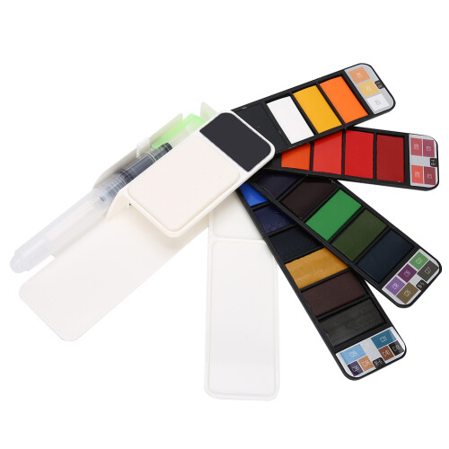 Solid Watercolor Paint Fan Shaped Foldable
