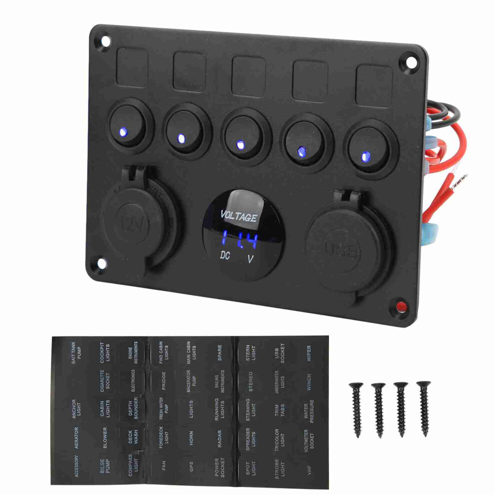 5 Gang Switch Panel Waterproof 12Â24V Led Switch 9121376109386