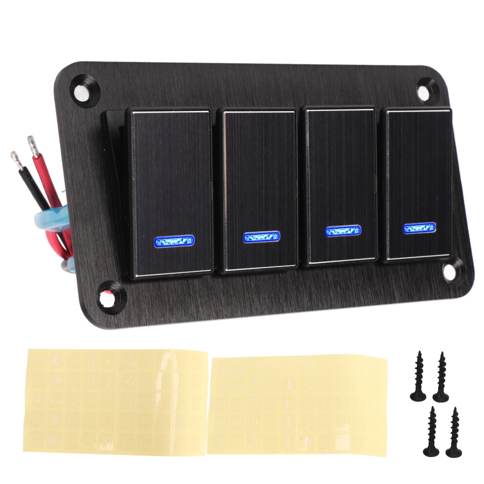 Rocker Switch Panel 4 Gang Waterproof 3 Pin On Off 9121376108907