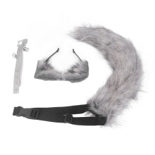 Dunkelgrau gefälschtes Fell Katzenohren & Wolfsschwanz Cosplay-Set, 50cm