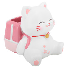 Resin Cat Pen Cup Holder Multi-purpose Cute Desk Decor for Home Office