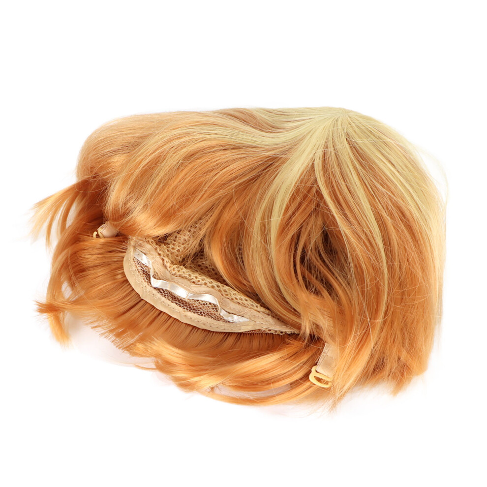 Unisex Yellow Gradient Wavy Short Wig Synthetic Cosplay Halloween Party 20Inch