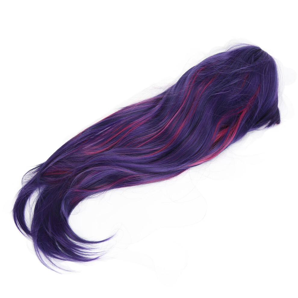 Unisex Blue,Purple Blue Purple Highlight Long Straight Wig For Women Cosplay With Bangs