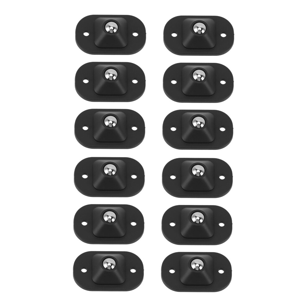 360 Swivel Sticky Pulley 12Pcs Self Adhesive Caster Wheels Black 4941331816754