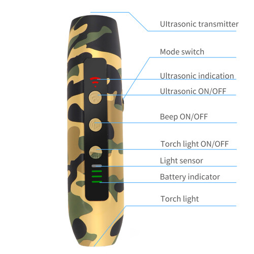 Portable Ultrasonic Dog Repeller 3 Modes with Flashlight 14cm, 1200mAh 1