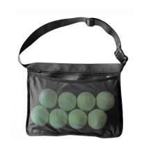 Adjustable Nylon Mesh Tennis Ball Waist Bag with Zipper Pocket, Fits 8-10 Balls