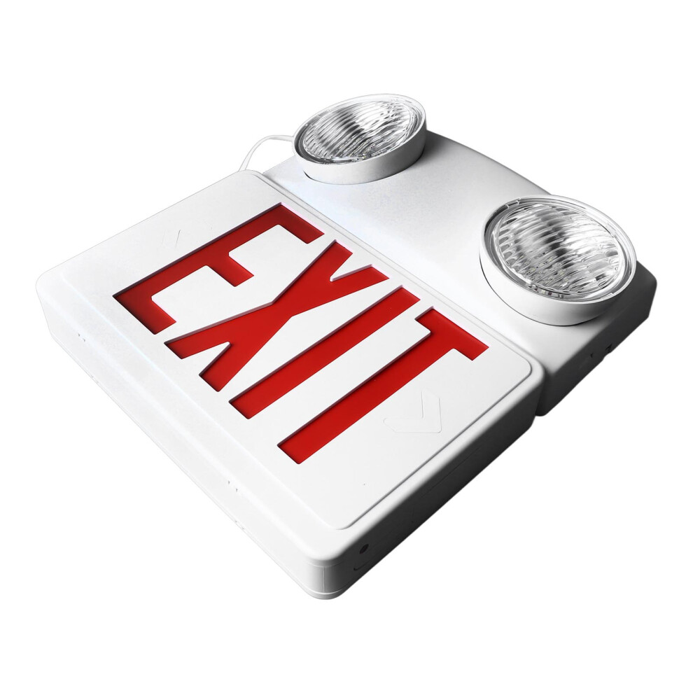 LED Exit Sign with Adjustable Emergency Light & Built-in 800mAh Battery