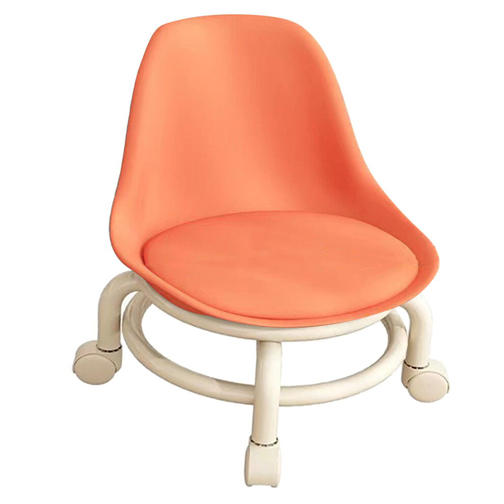 Kids Low Rolling Stool with Backrest, Orange, 37cm Height-image-OPC-PJB6PWS-NEW