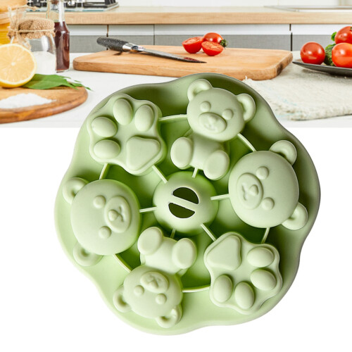 Silikon-Babynahrungsform – Grüne Bärenform, 155x155x30 mm 2