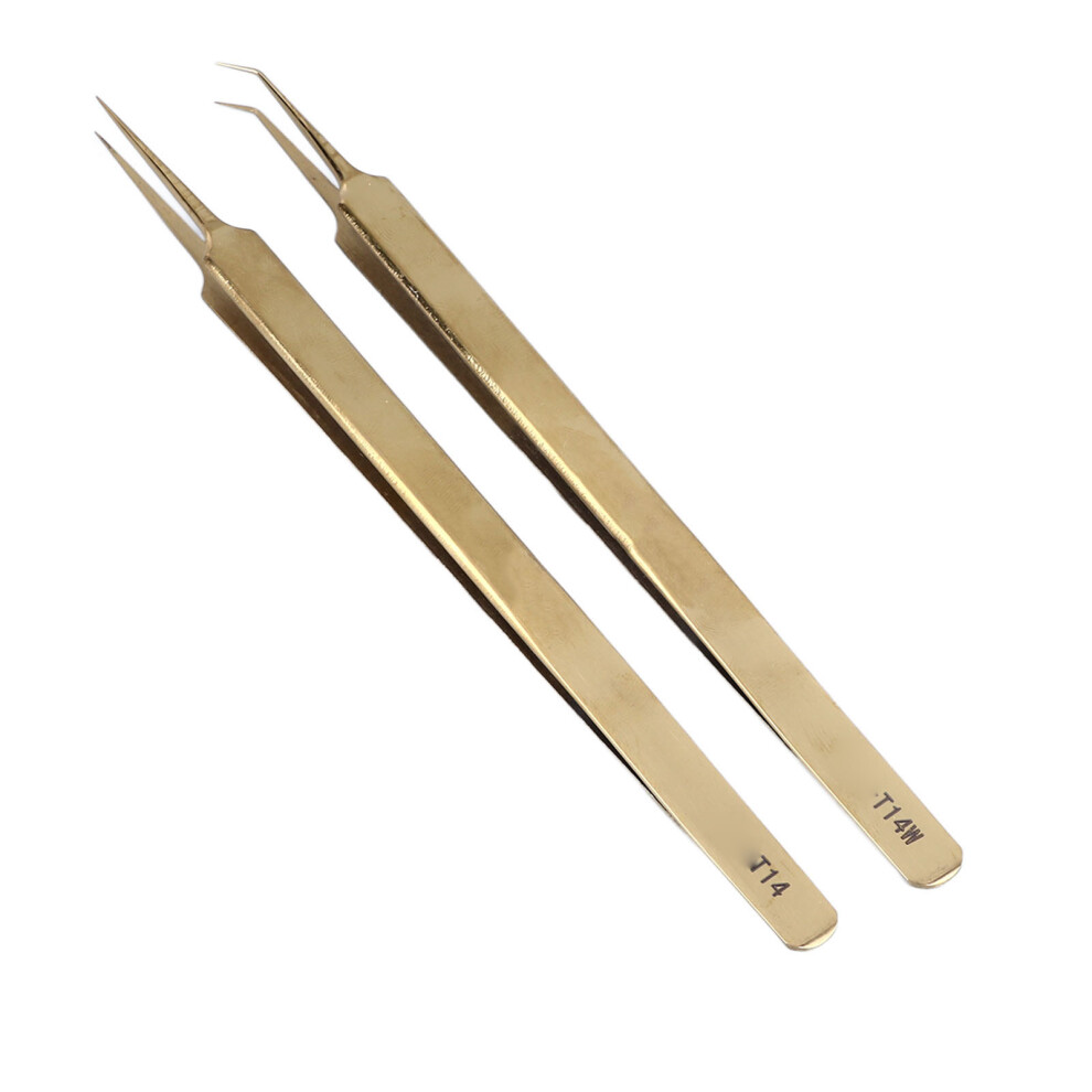 2Pcs Aluminum Alloy Fine Point Tweezers Set For Crafts, Labs & Electronics 4011331855470