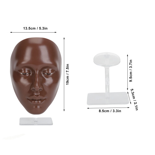 Silicone Practice Face Black 5D Cosmetology Student Model with Detailed Eyes 1
