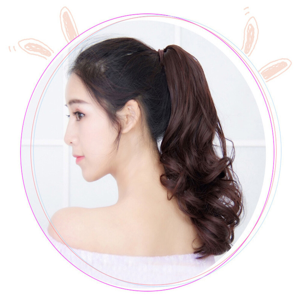 Unisex Natural Soft Synthetic Ponytail Extension With Claw Clip Curly Wavy Mid-Length