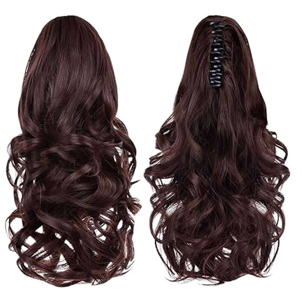 Mid-Length Curly Wavy Ponytail Extension Claw Clip Synthetic Hair 120g