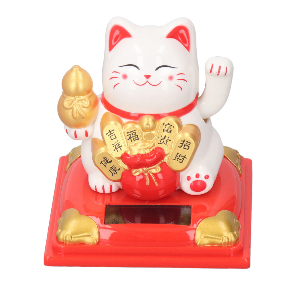 White Solar Waving Cat Ornament for Home Office Decor 335A-image-OPC-PJB6WMK-NEW