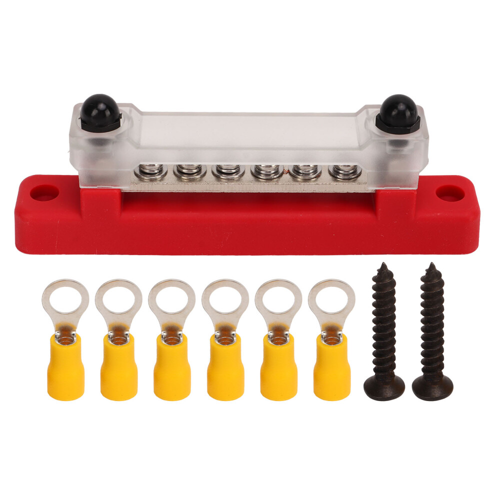 6 Terminal Bus Bar With Cover 48V 150A 2 Studs 9121376123191
