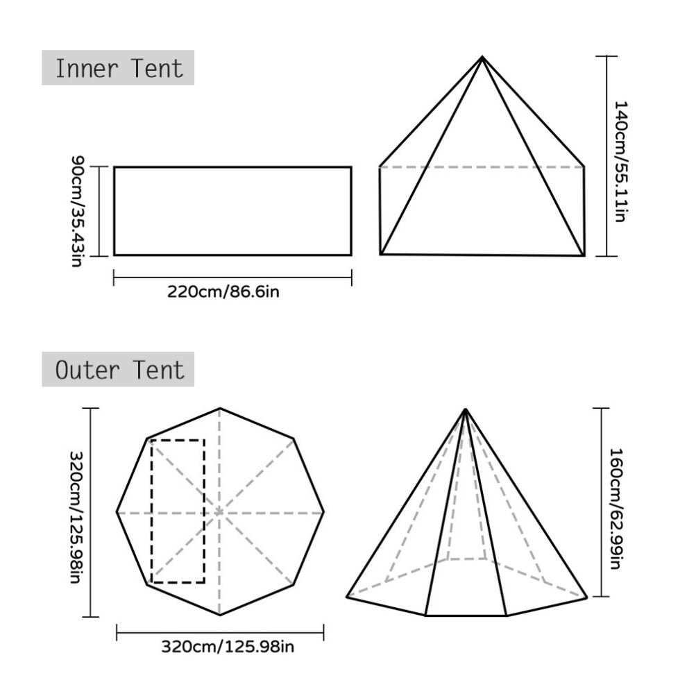 Solo Pyramid Tent for Camping, Hiking, 2.3kg, 320*320*160cm-image-OPC-PJB6XZC-NEW