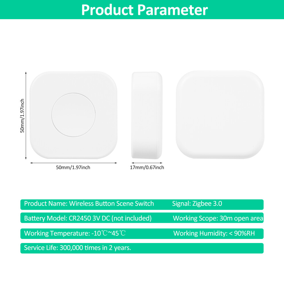 Portable Zigbee 3.0 Smart Button For Scene Control Home Automation Remoter 8451331905151