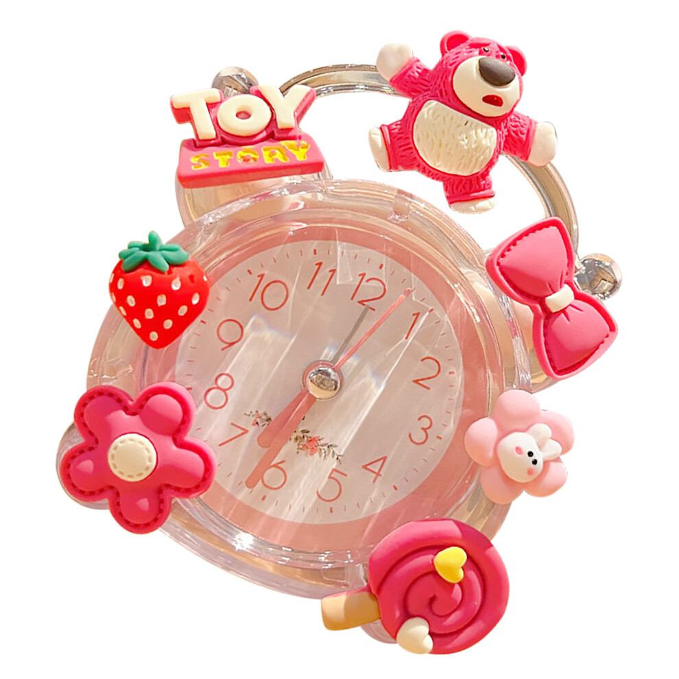 Bear Cartoon Alarm Clock, Portable Kids Desk Clock, Abs Material Pink