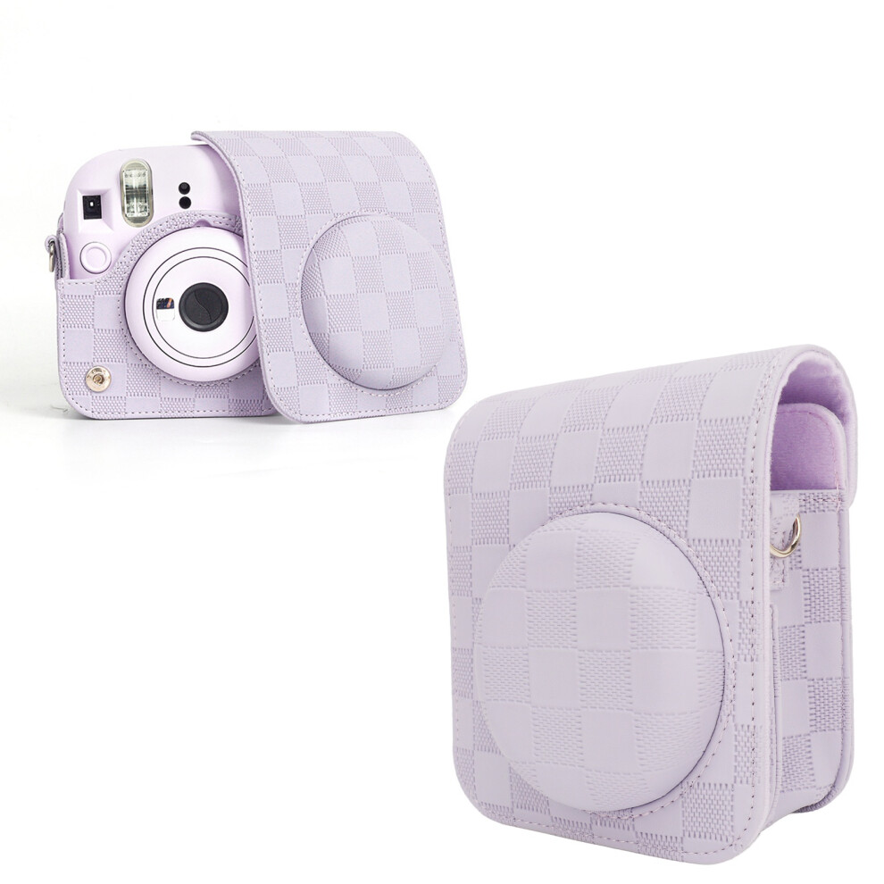 Mini 12 Camera Case Pu Travel Cover With Shoulder Strap Purple 9411331916945