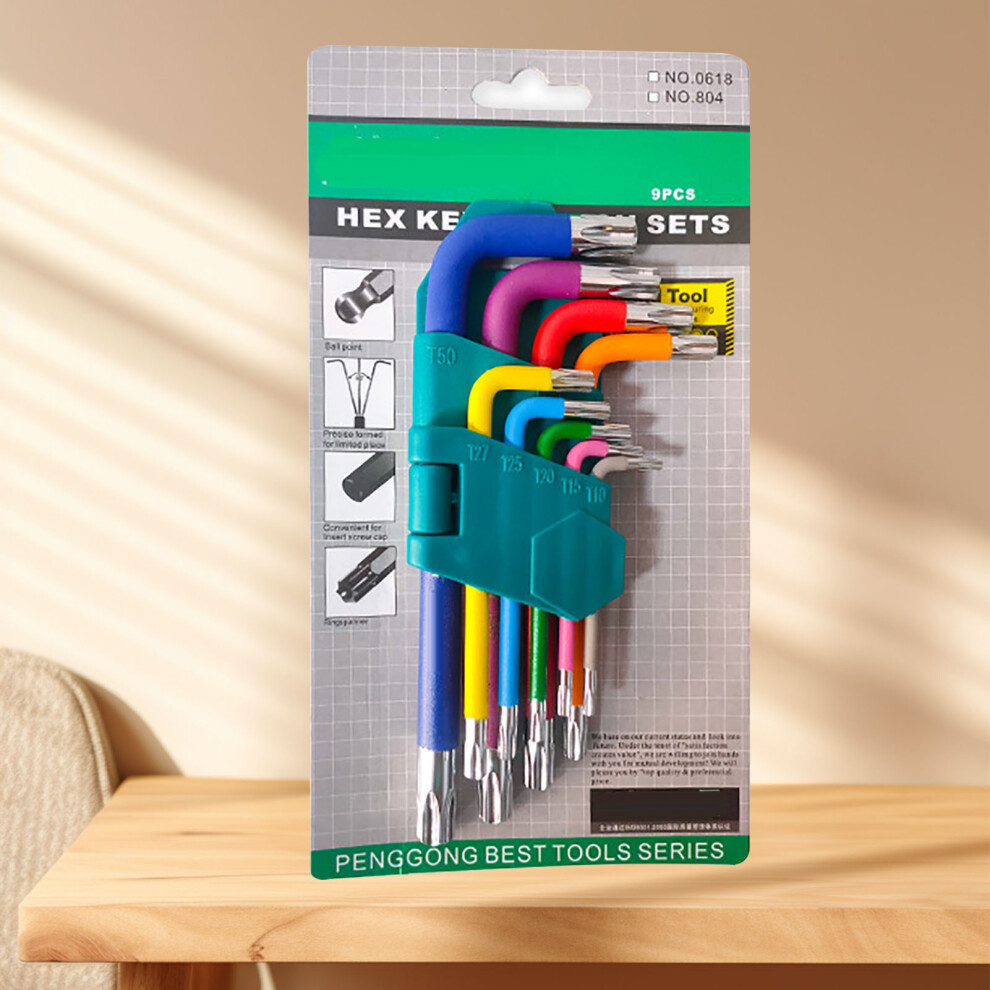 9-Piece Multicolor Cr V Star Wrench Set T10âT50 For Small Appliances 4351331918899