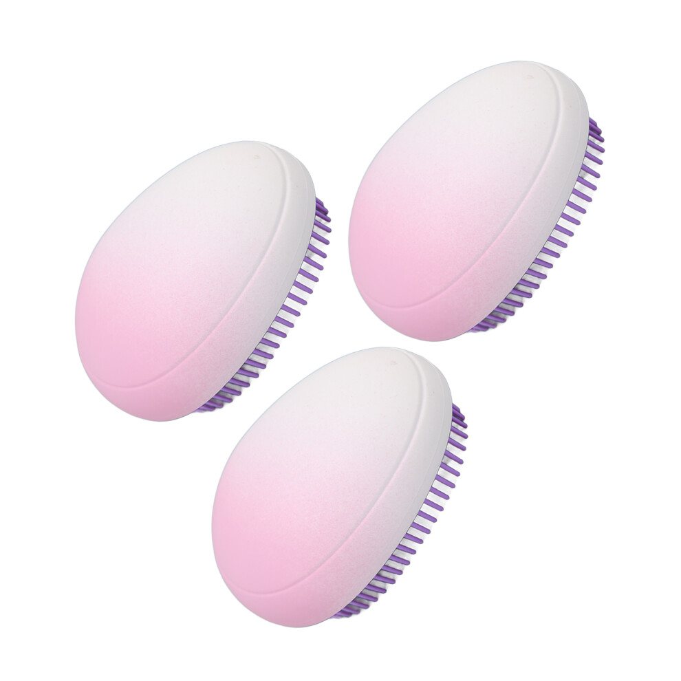 Purple 3Pcs Gradient Egg-Shaped Wet Dry Use Hair Detangling Comb Portable