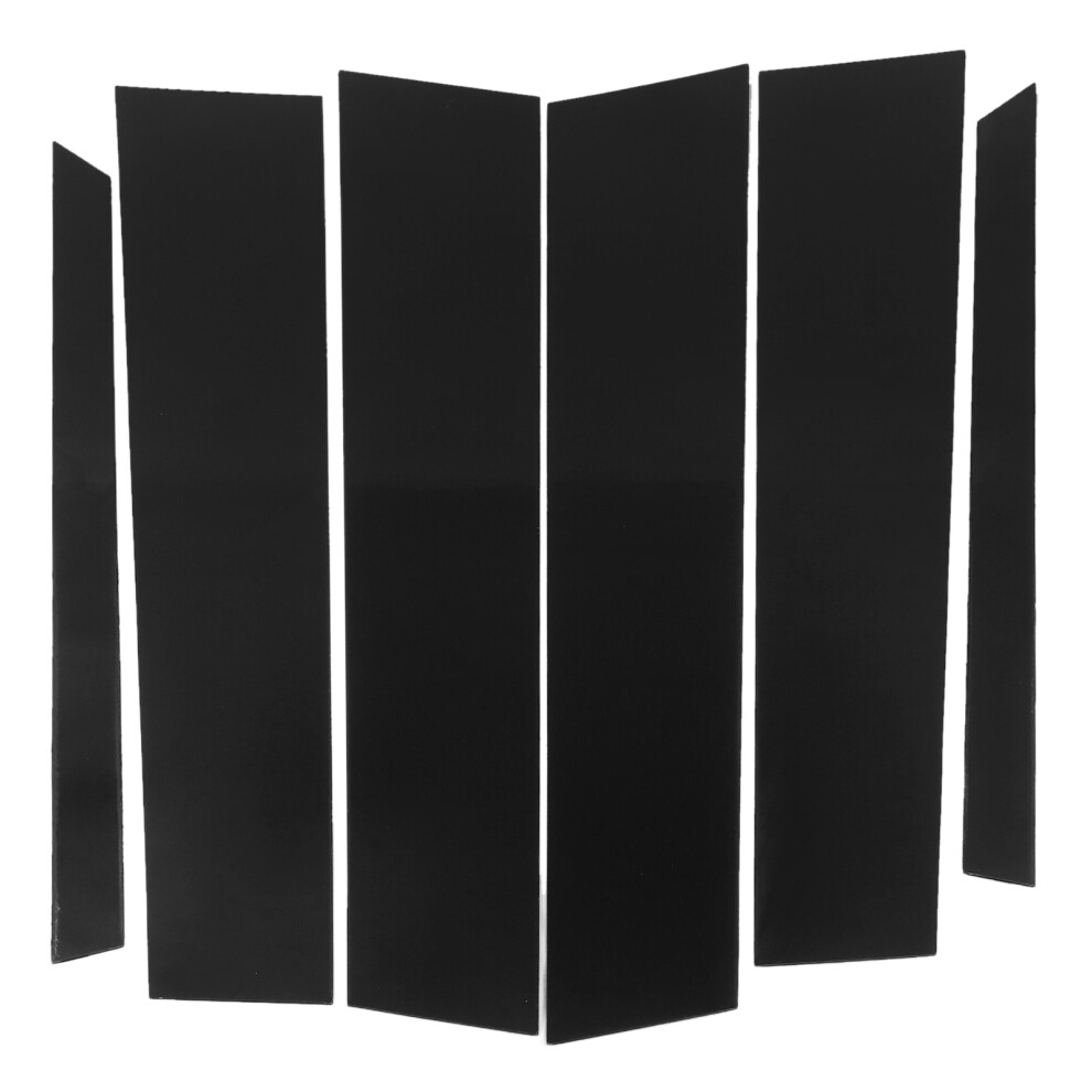 6Pcs Door Window Pillar Trim Bright 4D Style Black 9121376130694