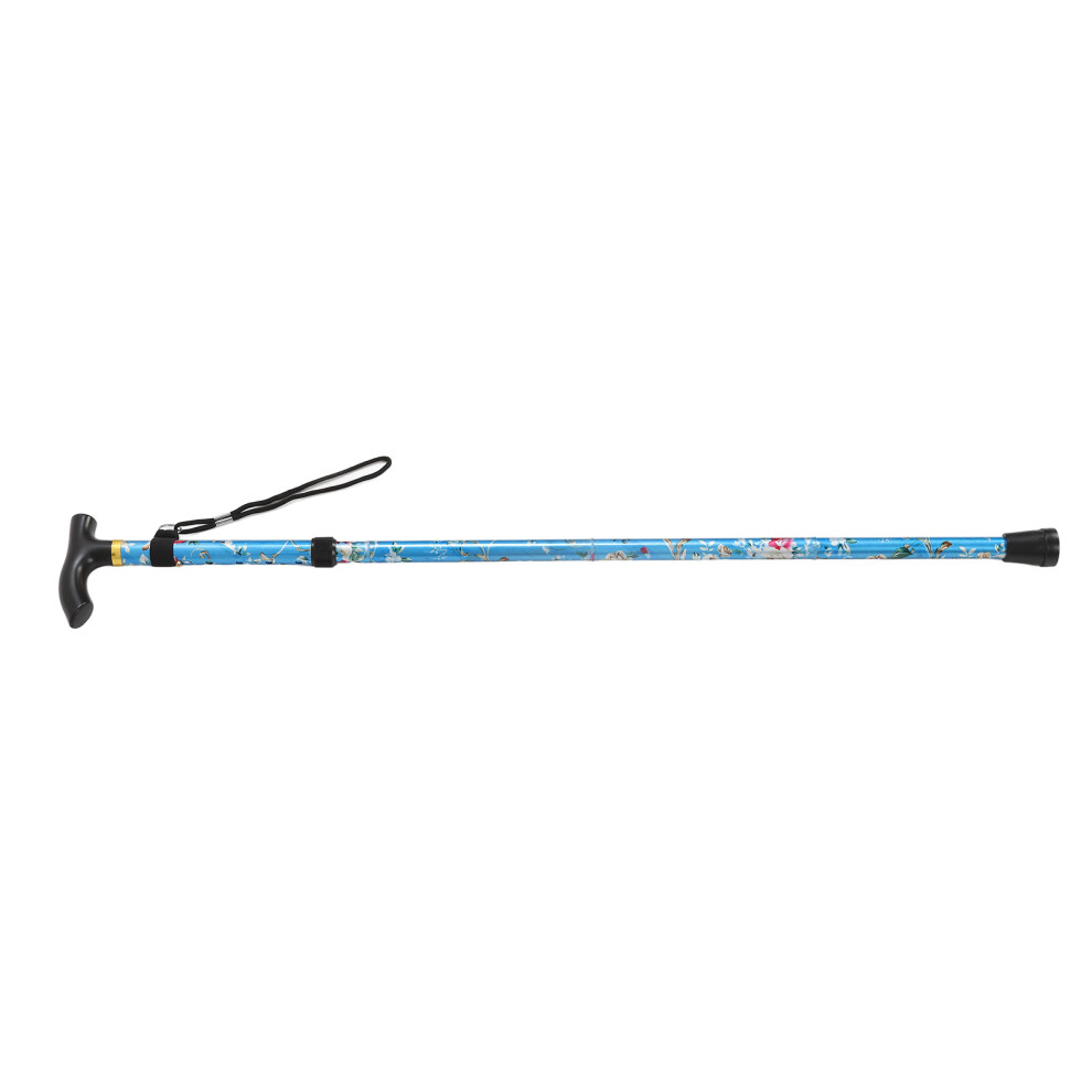Foldable 5-Level Hiking Cane Adjustable Height Lightweight Aluminum Blue