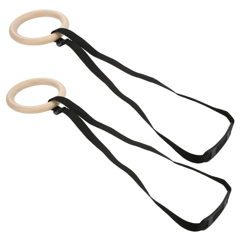 1 Pair Wooden Gymnastic Rings with Adjustable 1