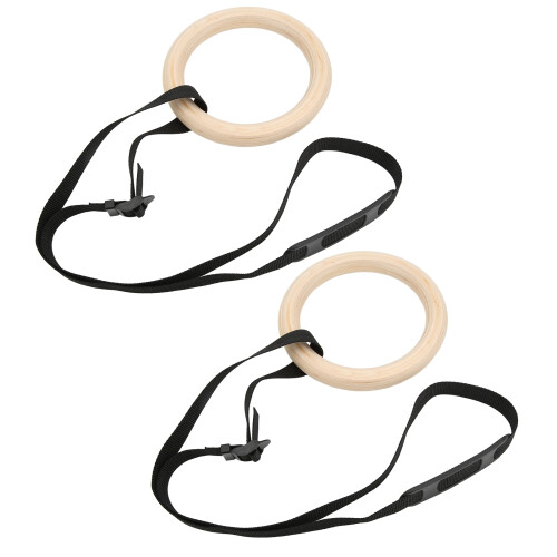 1 Pair Wooden Gymnastic Rings with Adjustable 2
