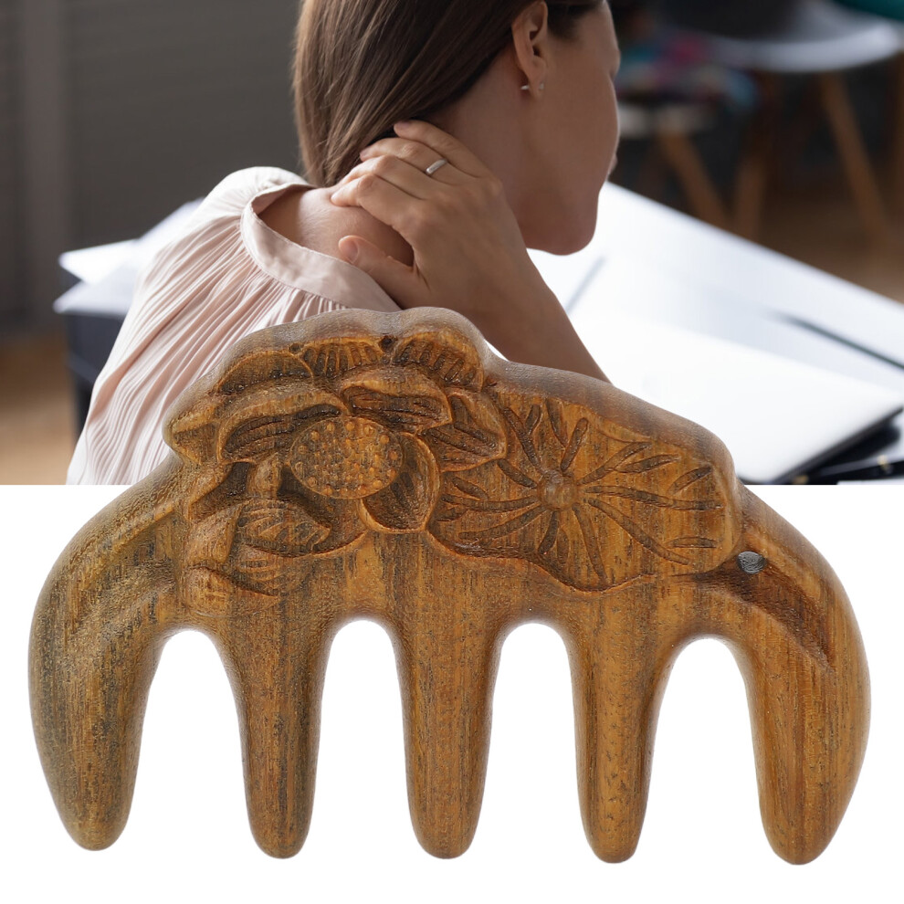 Sandalwood Meridian Comb Lotus Shape Wide Tooth Relaxing Massager
