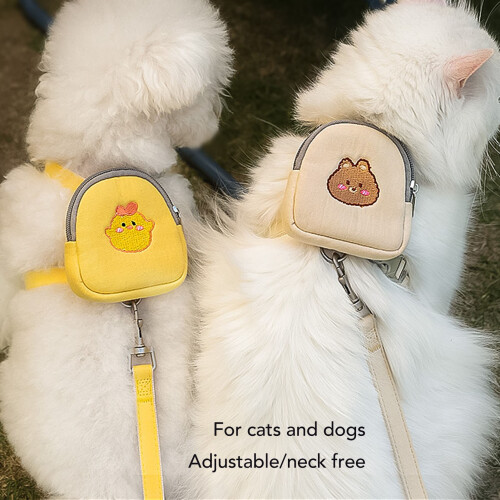 Durable Polyester Cotton Backpack Harness with Leash - Ideal for Small Pets 2