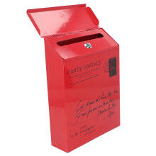 Rustic Red Iron Wall-Mounted Locked Mailbox with 3 Hooks, Waterproof