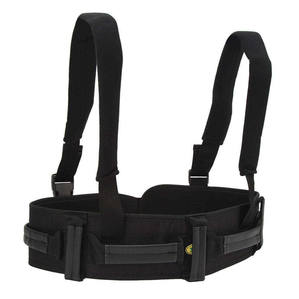 Black Walking Aid Gait Belt For Seniors Buckle Closure & Thickened Strap M