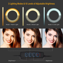 Black Dimmable Ring Light 40cm Tripod 16cm 322g