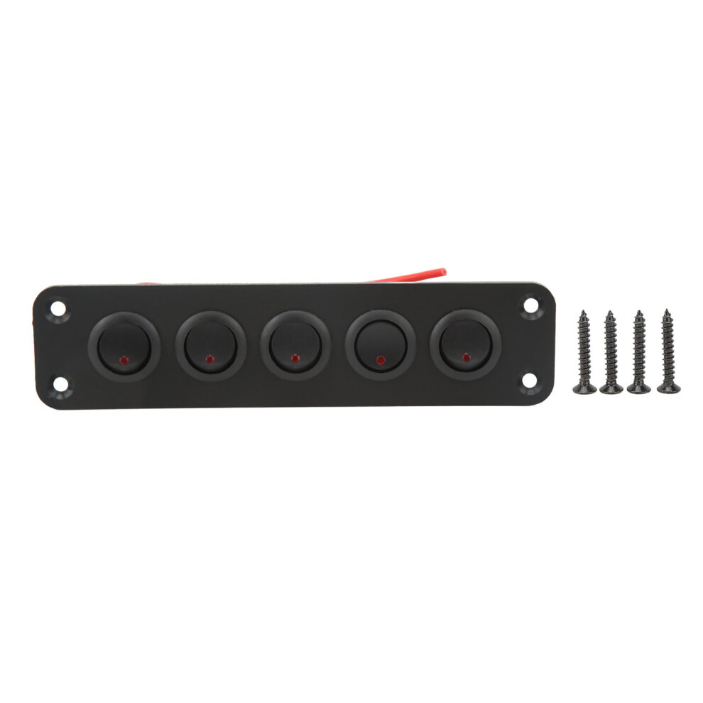 Car Switch Panel 5 Gang Rocker Switched Light/Red 9121376136801