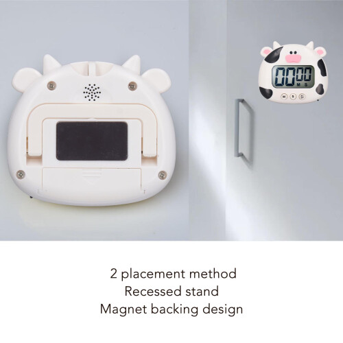 Digital Kitchen Timer White Cow Cartoon 85 g Stand 2