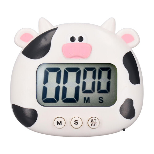 Digital Kitchen Timer White Cow Cartoon 85 g Stand 1