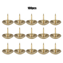 100Pcs Upholstery Nail Cyan Bronze Iron Wooden Box