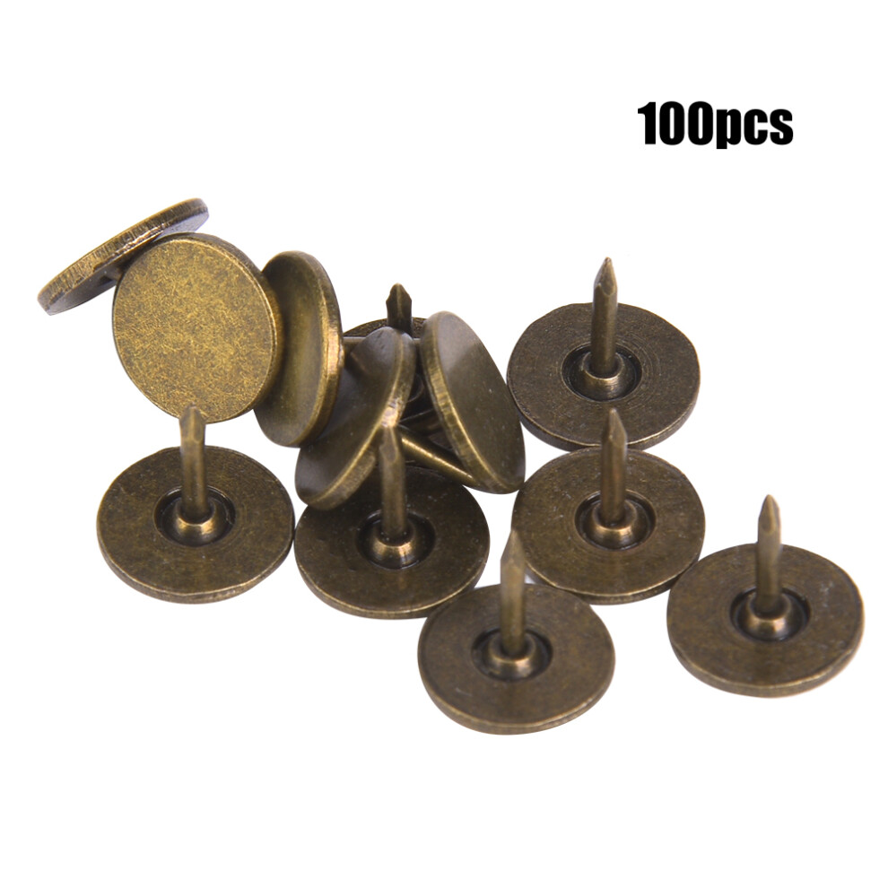 100Pcs Upholstery Nail Flat Head Cyan Bronze Iron 9121376137723
