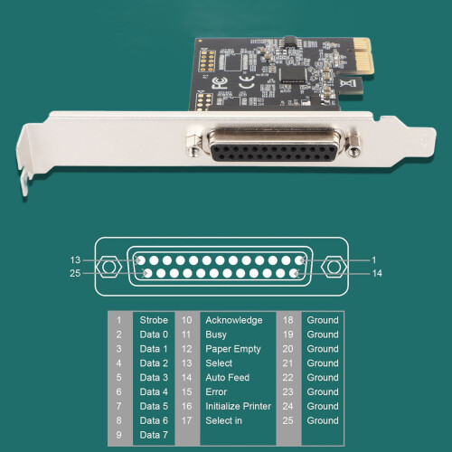 1 Port PCI Express Parallel Card IEEE 1284 DB25 for Printer ECP Mode 2