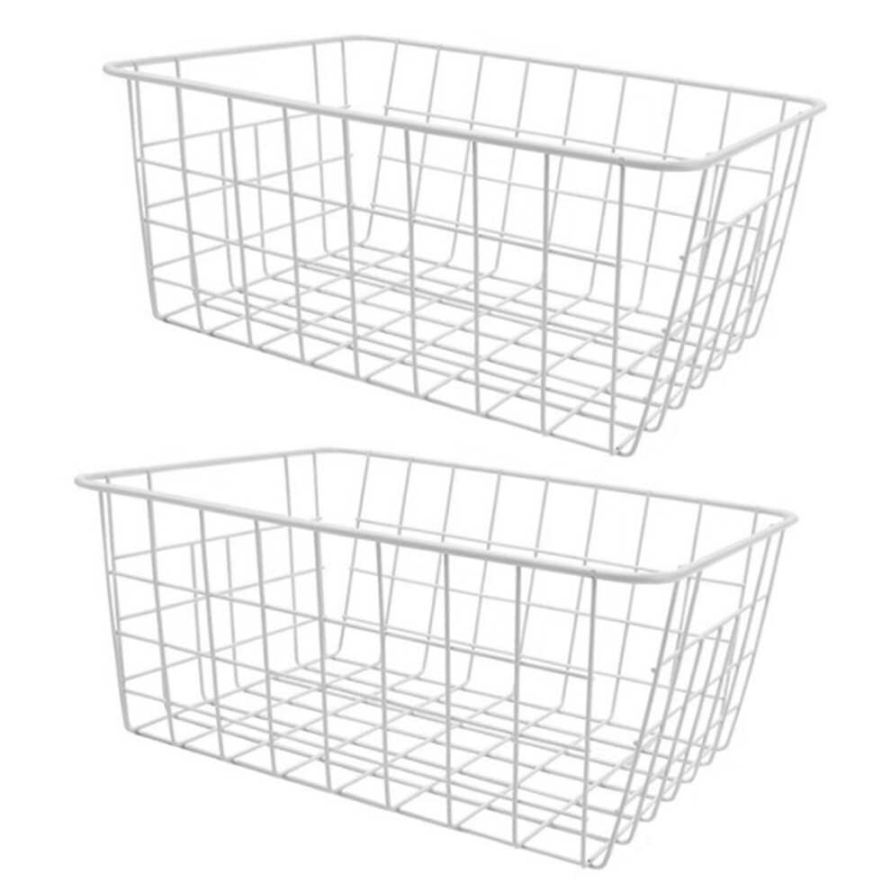 Large Capacity Iron Freezer Baskets - Rust Proof, 2Pcs, White
