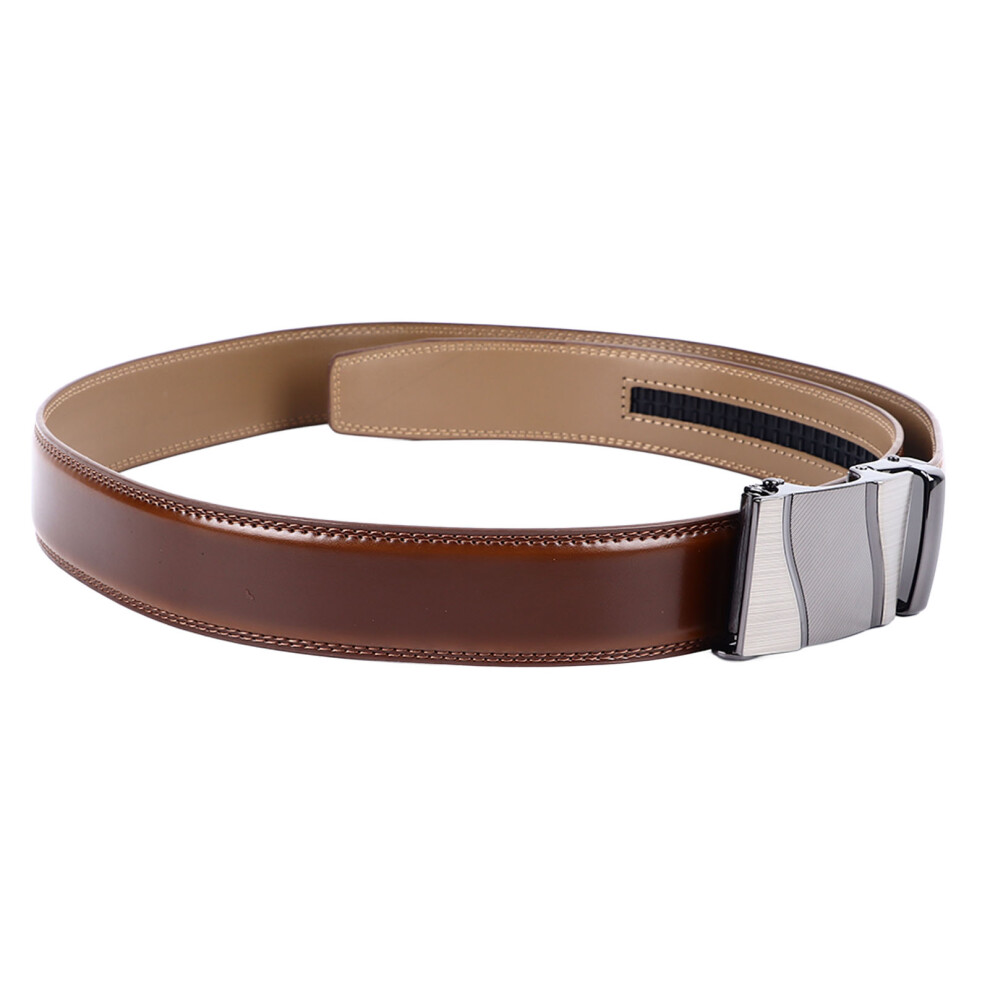 Light Brown Leather Mens Belt, Adjustable Casual Dress with Auto Click Buckle