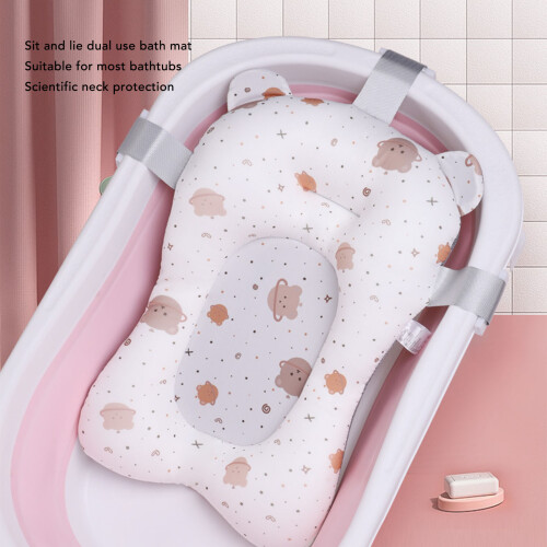 Soft Baby Bath Cushion White Cartoon Bear Pattern Newborn Floating Pillow 2