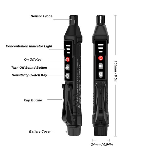 Halogen Gas Detector 50-1000 PPM 2x1200mAh Black 1