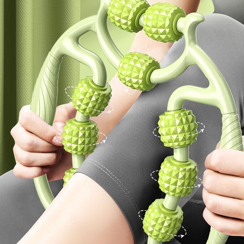 Green 360 Muscle Roller Massager with 9 Wheels for Comprehensive Relief