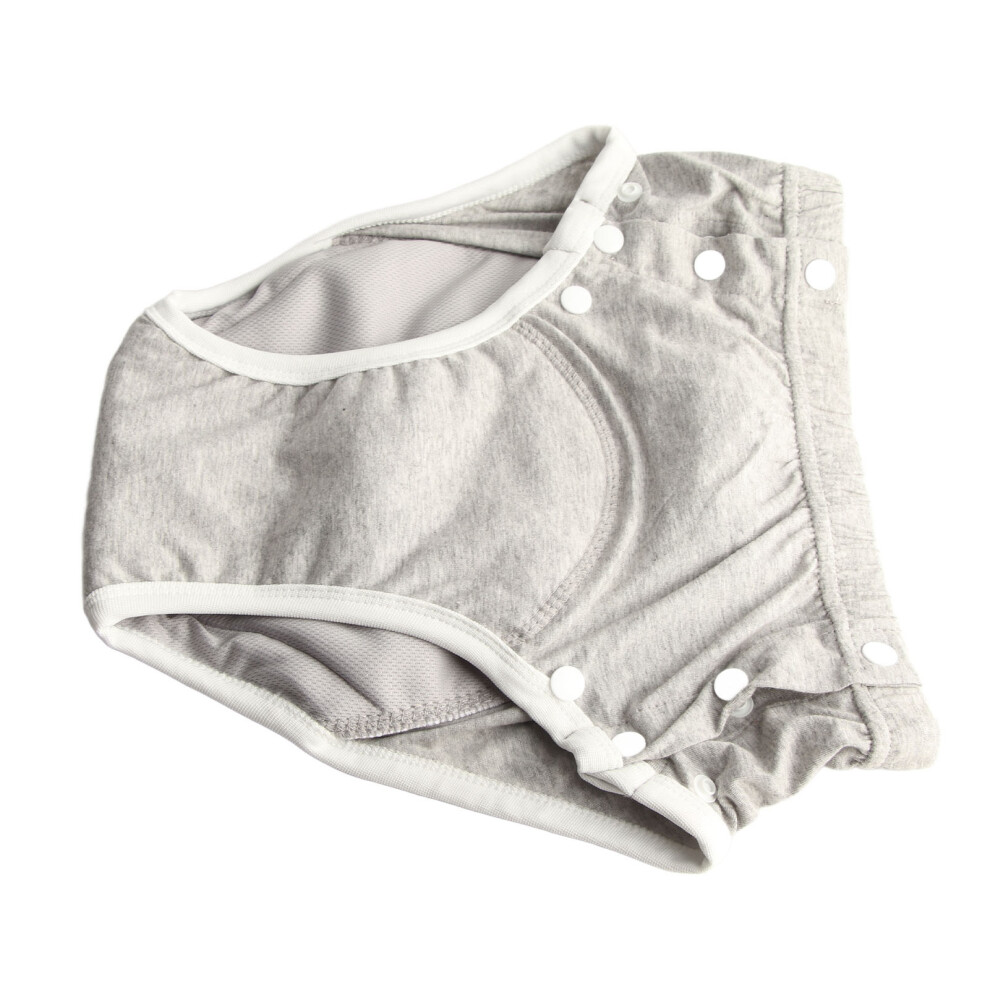 Grey M Washable Adult Cloth Diaper - Leakproof & Extra Absorbent