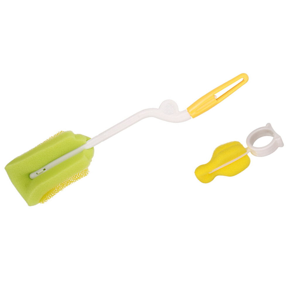 Portable Infant Bottle & Nipple Brush Rotary Pp Baby Sponge Yellow
