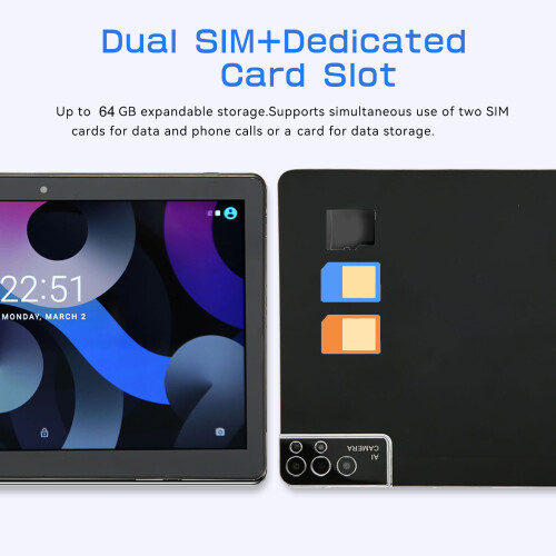 10.1 Inch Android Tablet 4GB RAM 64GB ROM 13MP Camera Black 2