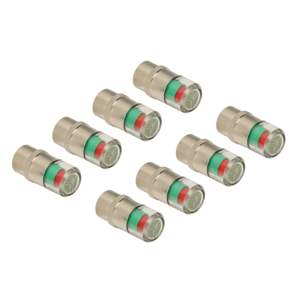 8 Pcs Car Tire Pressure Caps 35 Psi Metal & Pc 1X2.5cm 3-Color Alert 3231331996688