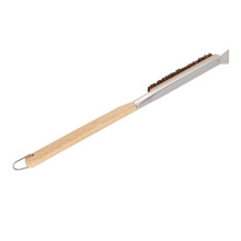 Pizza Oven Brush with Scraper – 21.1in Wooden Handle, Coconut Fiber